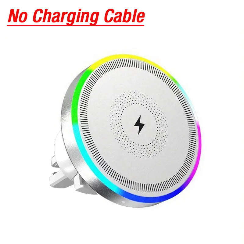 RGB Magnetic Wireless Car Charger Holder – MagSafe, Air Vent, 360° Rotation
