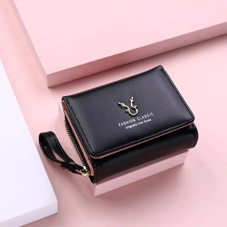 Women's Mini Sequin Wallet – PU Leather Card Holder with Coin Purse