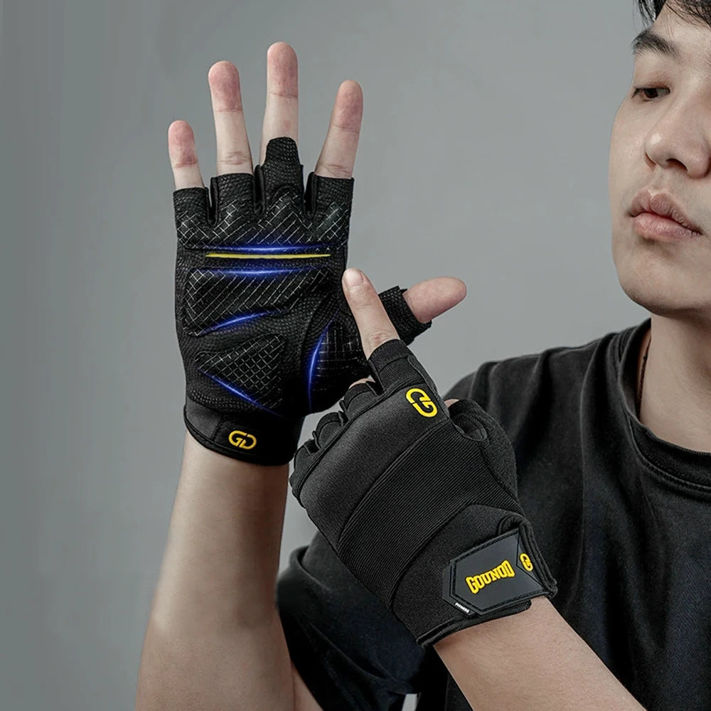 Full Palm Protection Workout Gloves – Fingerless, Anti-Slip, Unisex S-XL