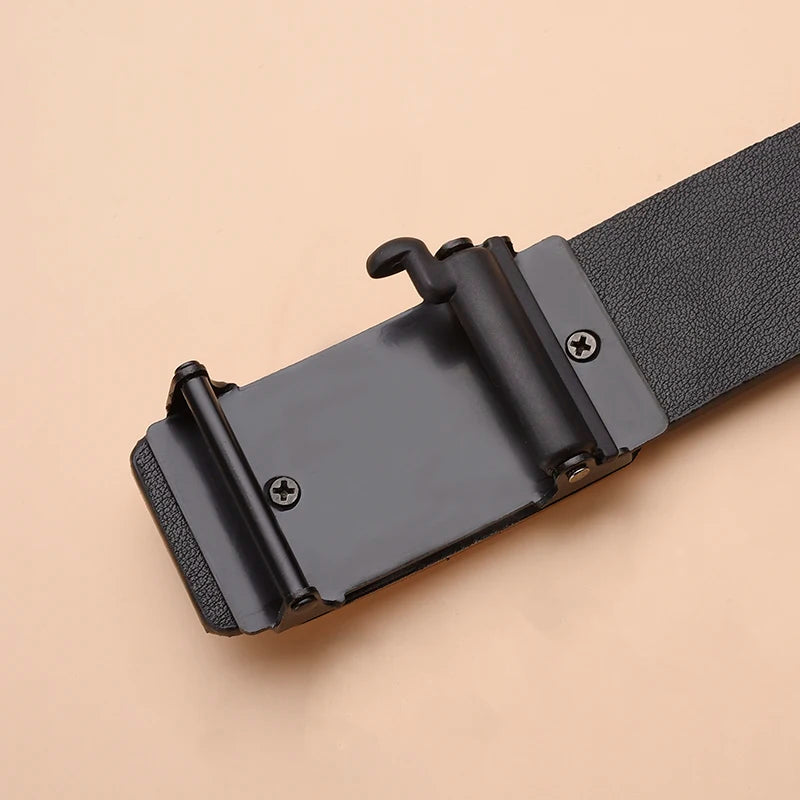 Men's Automatic Buckle Belt – Toothless PU Leather, Formal & Casual Wear