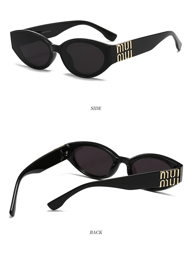 Women's Oval Cat-Eye Sunglasses – UV400 Gradient Lenses, Gold Logo Detail | 6 Colors