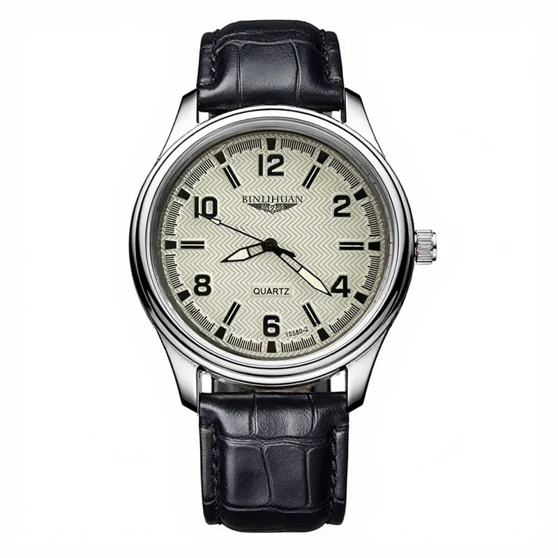 Men's Leather Strap Quartz Watch