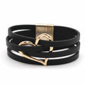 Leather Wrap Bracelet — Multilayer Wide Cuff