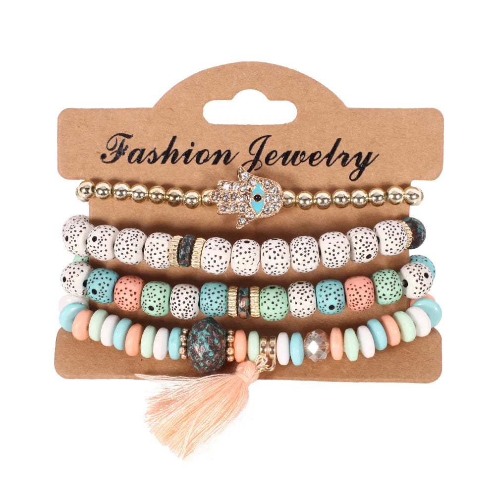 Bohemian Beaded Bracelet Set — Colorful Stackable