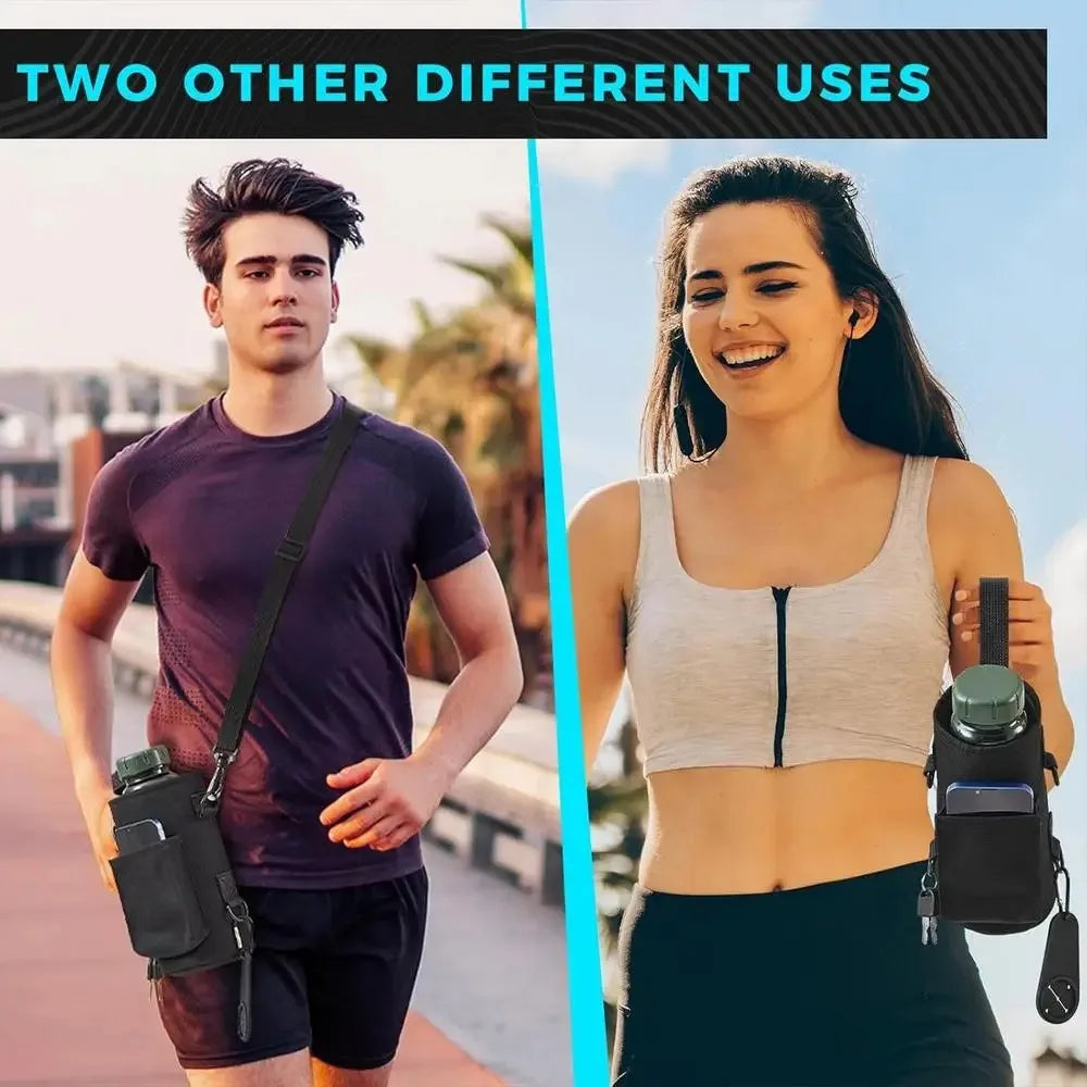 Magnetic Gym Water Bottle Carrier Bag – Non-Slip Portable Sling Holder for Gym & Fitness