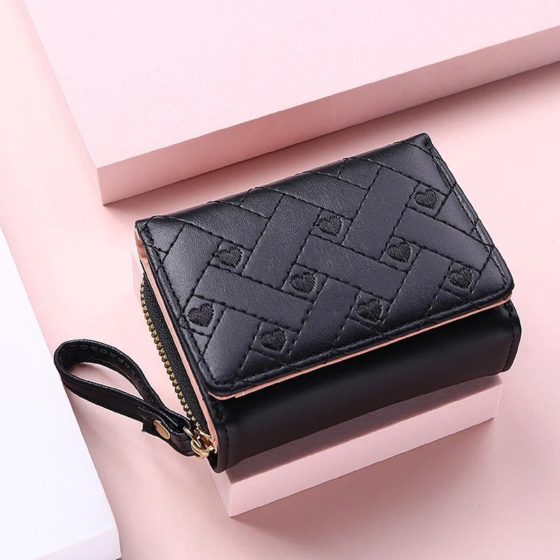 Women's Mini Zip Wallet – 8 Card Slots, Coin Purse & Photo Slot