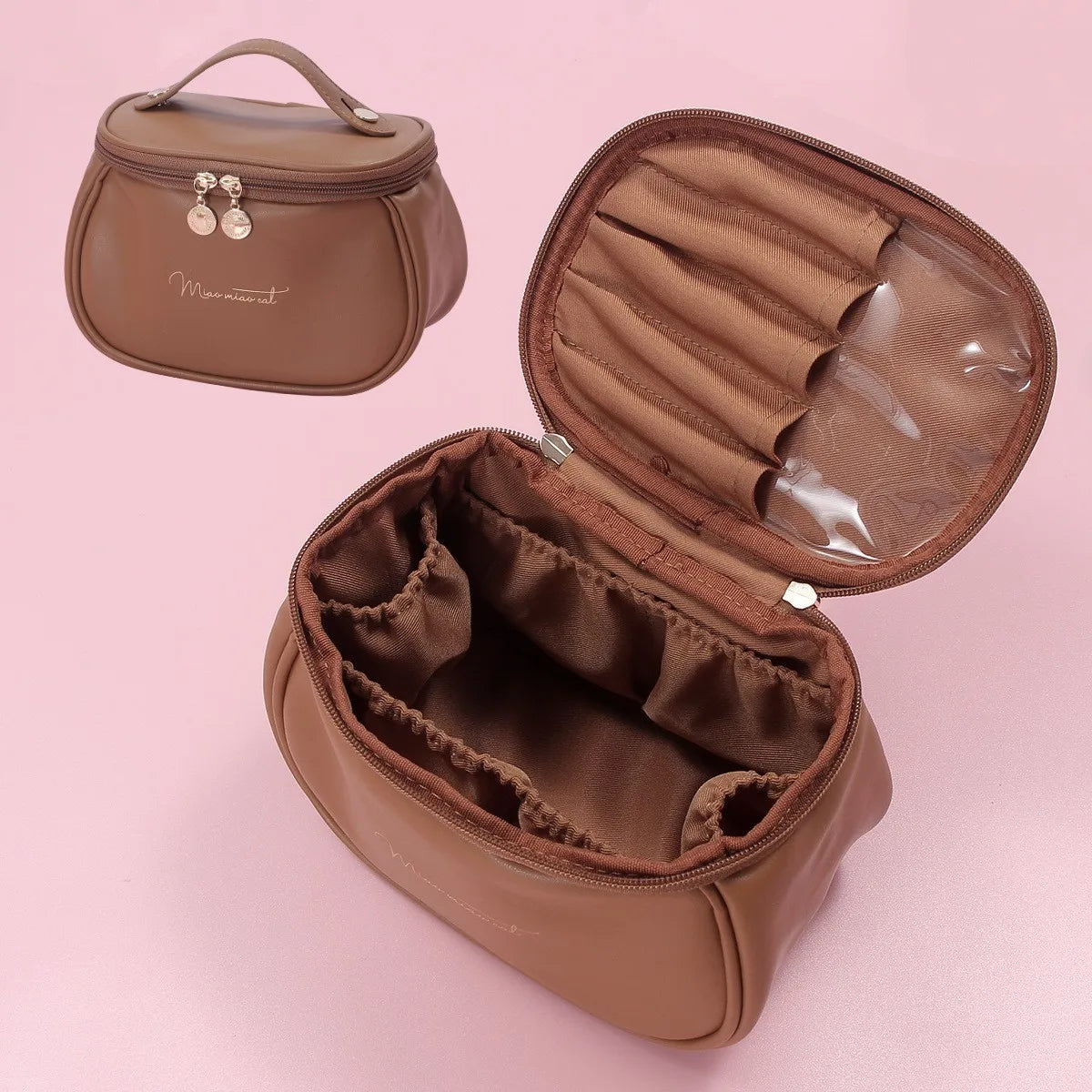 Women's Waterproof Makeup Bag – Large Capacity PU Leather Travel Cosmetic Case