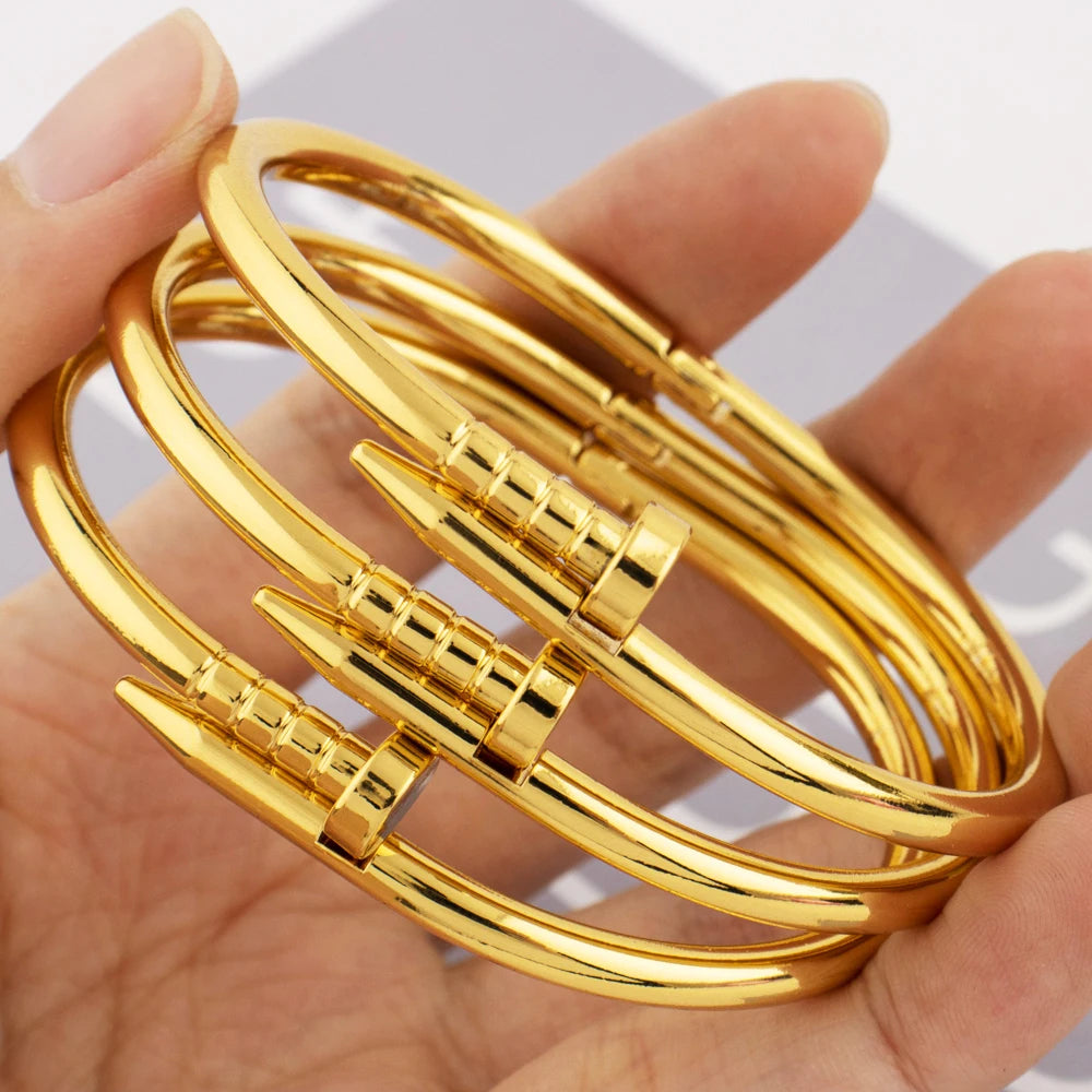 Gold Plated Steel Bangle Bracelet