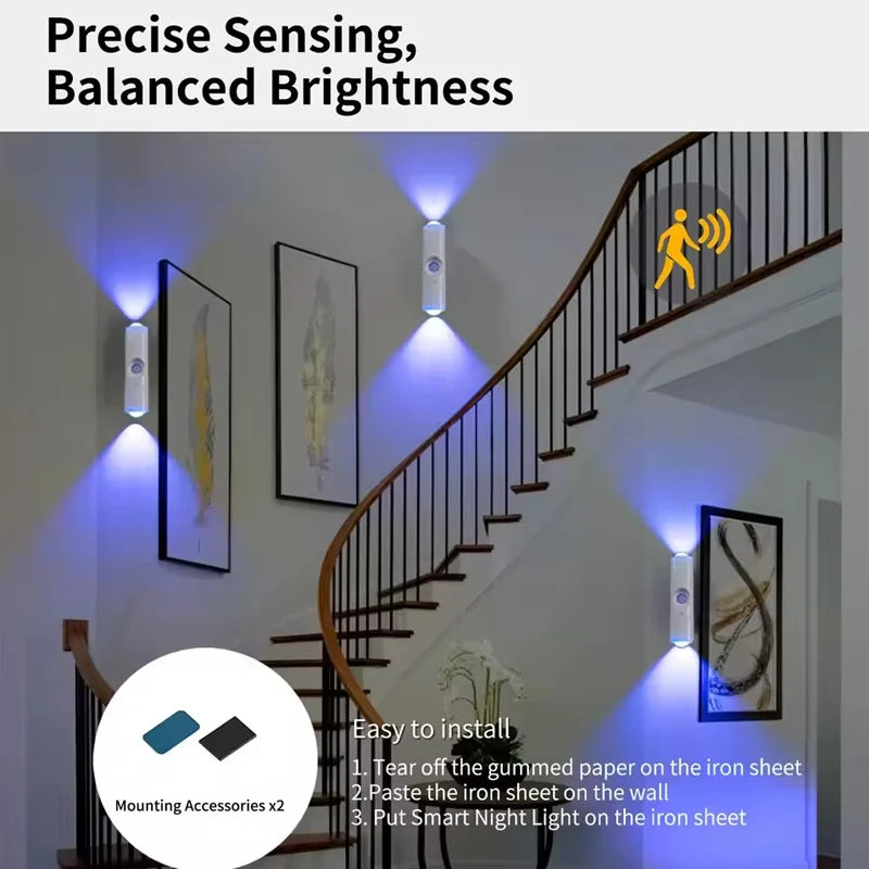 Smart RGB Night Light – Motion Sensor, Rechargeable, Magnetic Wall Lamp
