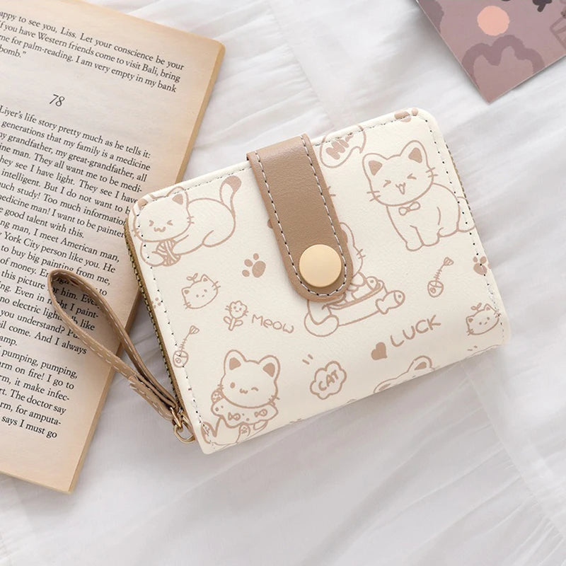 Cute Cat Wallet for Women – PU Leather Card Holder Purse with Coin Pocket