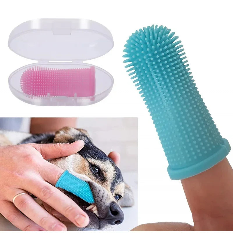 Silicone 360° Finger Toothbrush for Dogs & Cats – Non-Toxic, Breath Care, with Storage Case