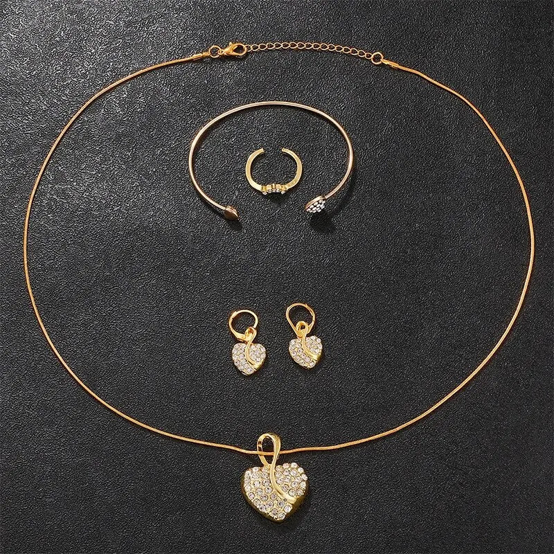 Women's 6-Piece Gold Rhinestone Jewelry Set