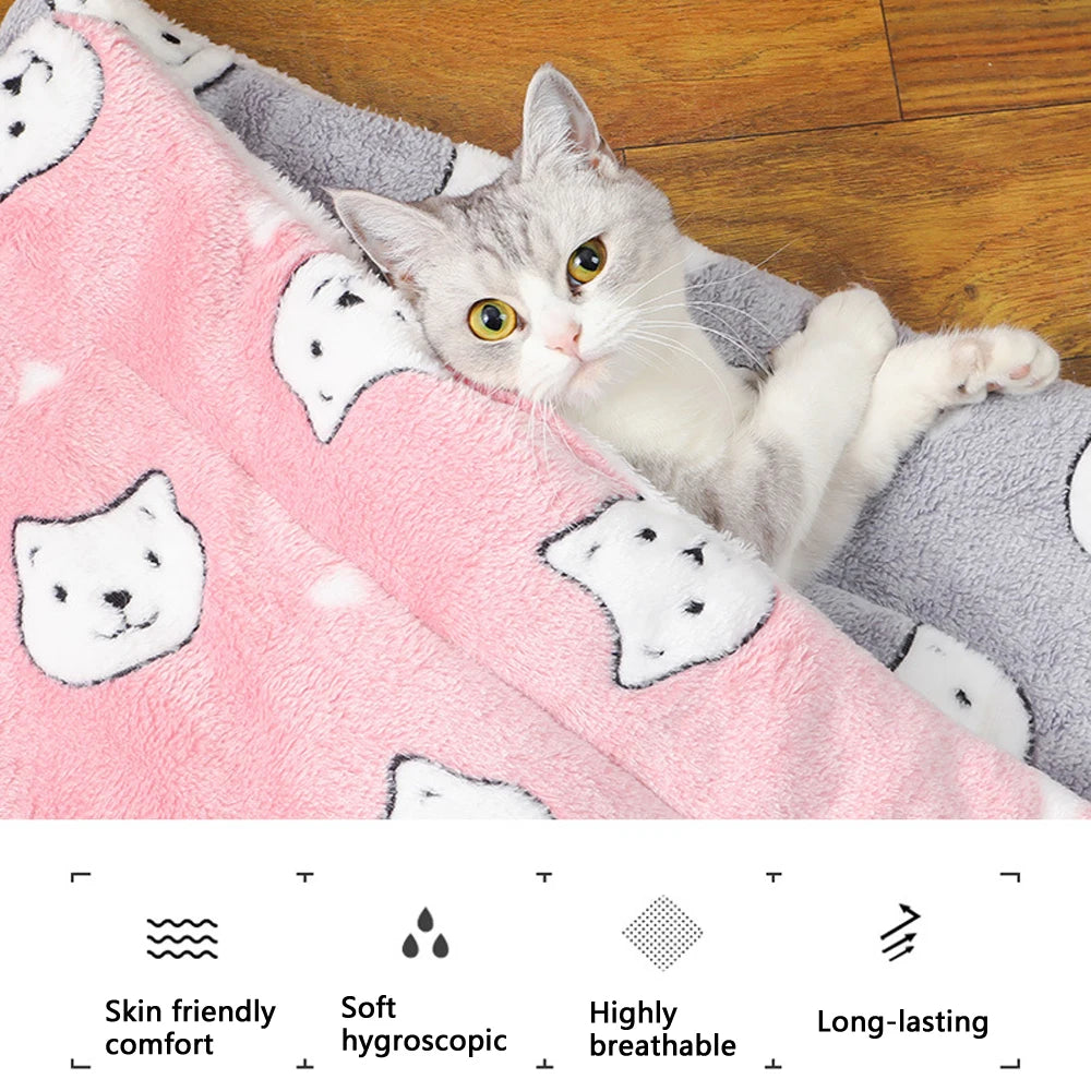 Thick Flannel Cat Sleeping Mat — Soft Winter Cushion