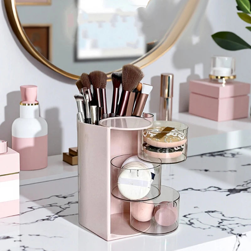 Rotating Beauty Egg & Cushion Organizer – Bathroom Makeup Display Case