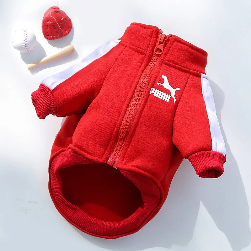 Baseball Dog Jacket – Winter Sweatshirt for Small & Medium Dogs