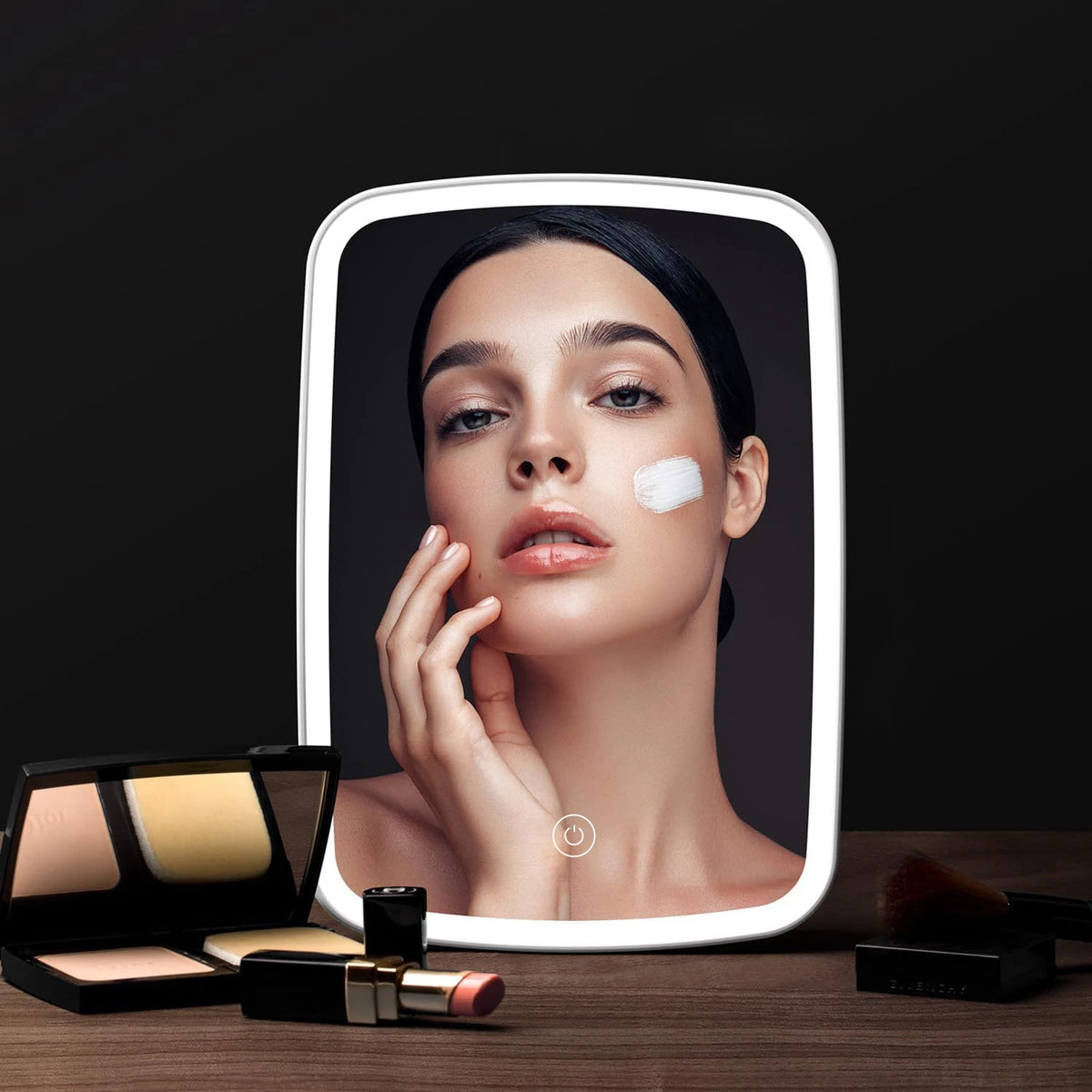 LED Makeup Mirror with Stand – Foldable, Touch Screen, Portable Vanity Mirror
