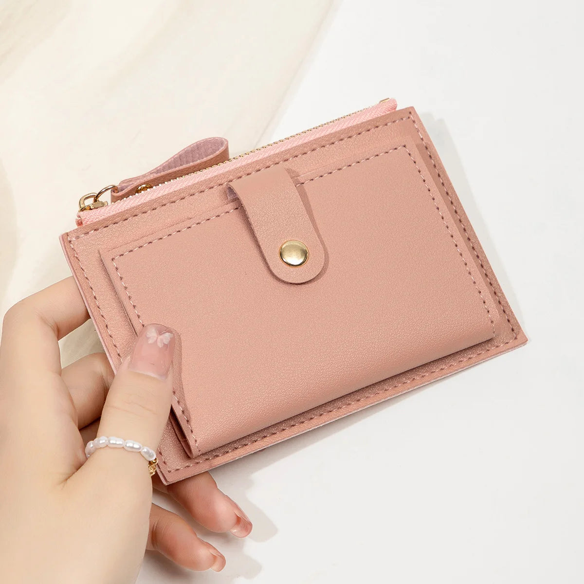 Women's Mini PU Leather Wallet – Ultra-Thin Card Holder & Coin Purse