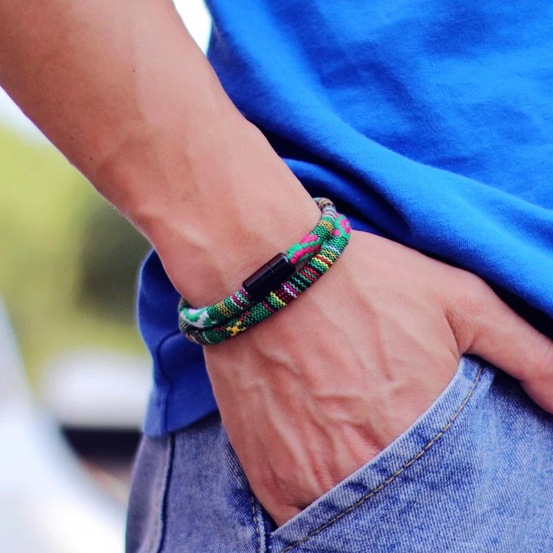 Men's Bohemia Rope Bracelet — Magnetic Survival