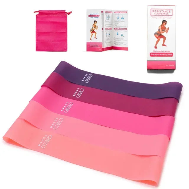Resistance Loop Bands – Silicone Exercise Bands for Yoga, Pilates, Gym & Crossfit (5 Resistance Levels)