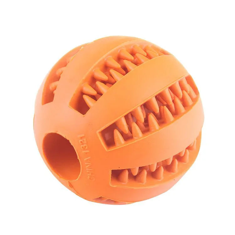 Rubber Chew Toy Ball for Dogs & Cats – Non-Toxic, Bite-Resistant, Treat Feeder & Teeth Cleaning