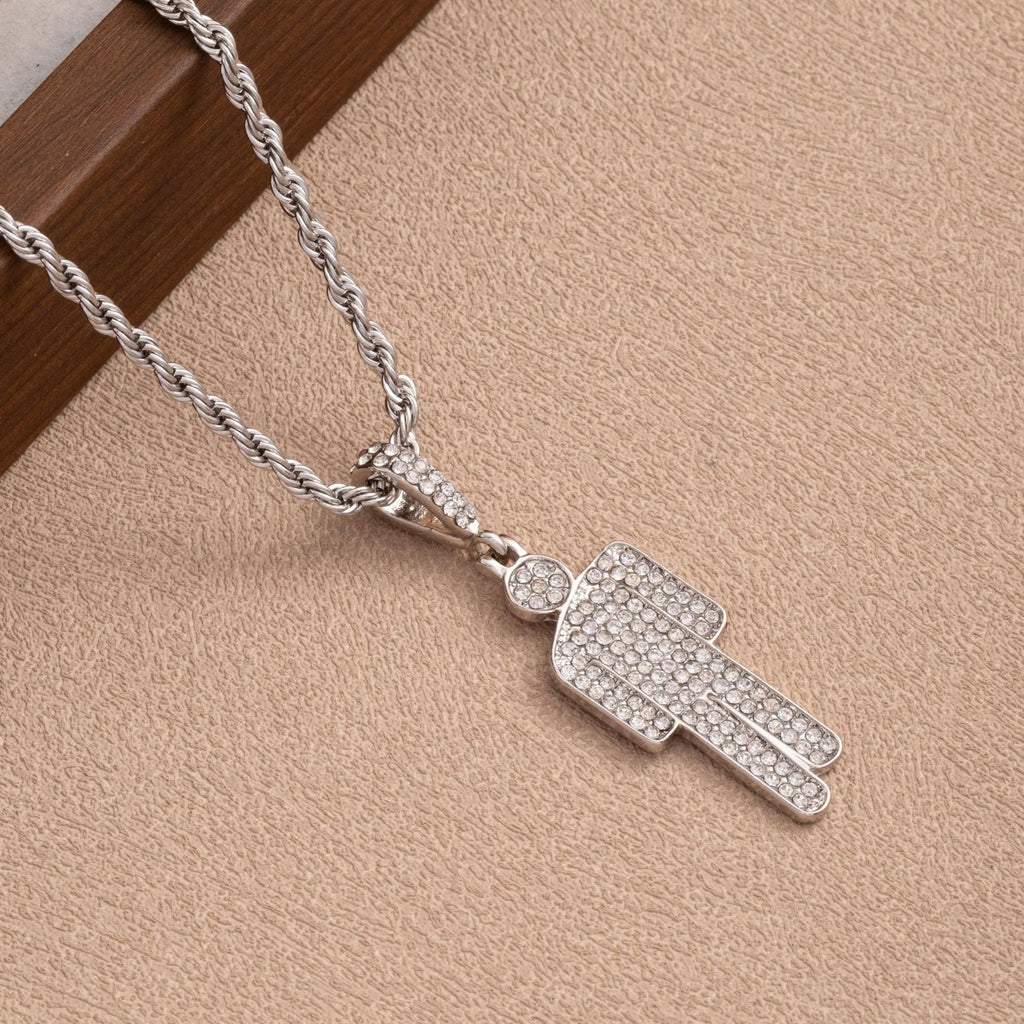 Rhinestone Lock Pendant Necklace