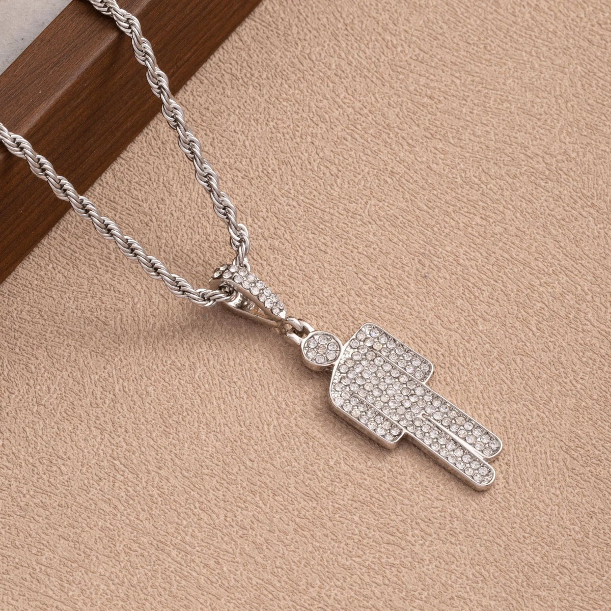 Rhinestone Lock Pendant Necklace