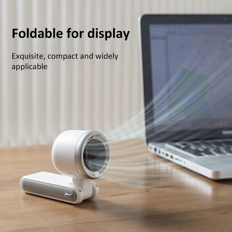 Portable Mini Turbine Fan – Foldable Handheld & Desktop USB Rechargeable Fan (White / Black / Green)