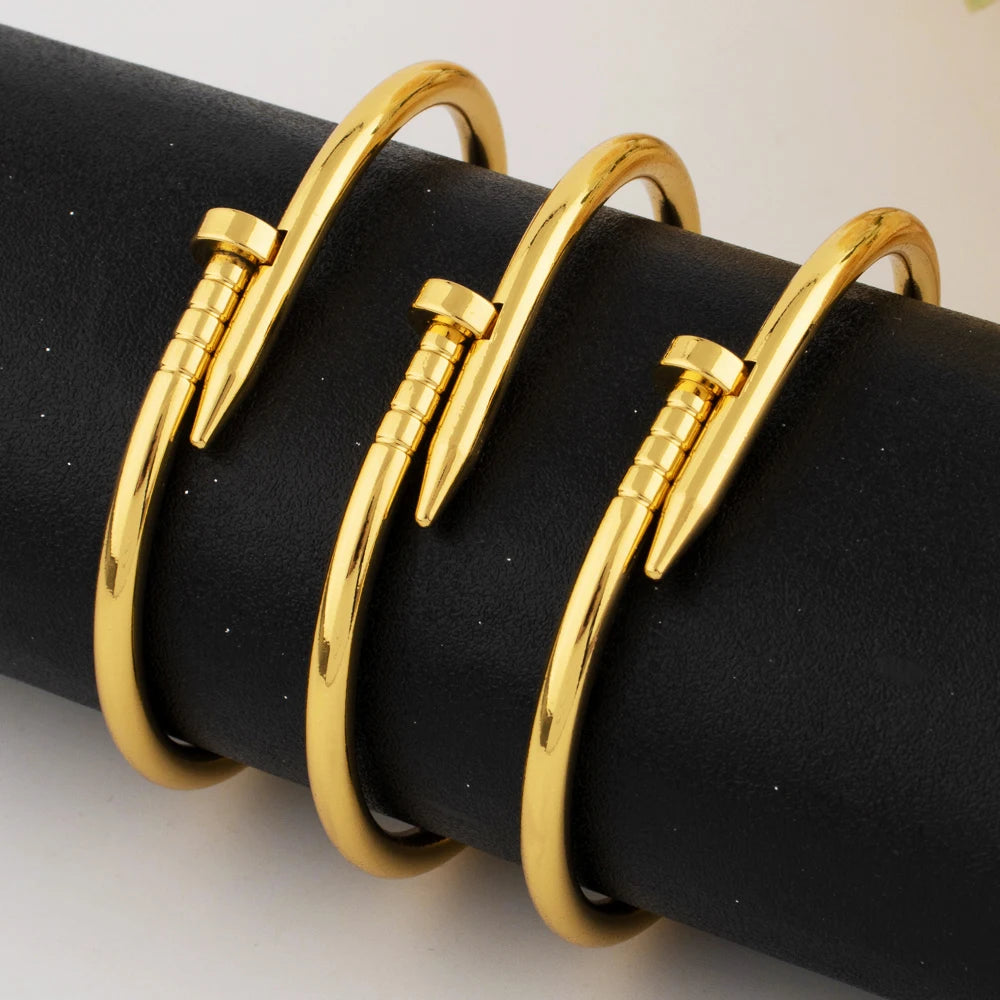 Gold Plated Steel Bangle Bracelet