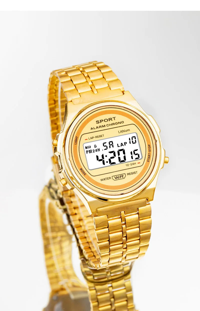 Women's Retro LED Digital Watch – Stainless Steel Strap