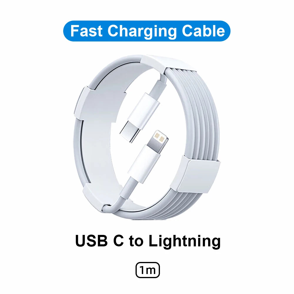 30W PD Fast Charger for iPhone – USB-C to Lightning & USB-C Cable, US/EU Plug