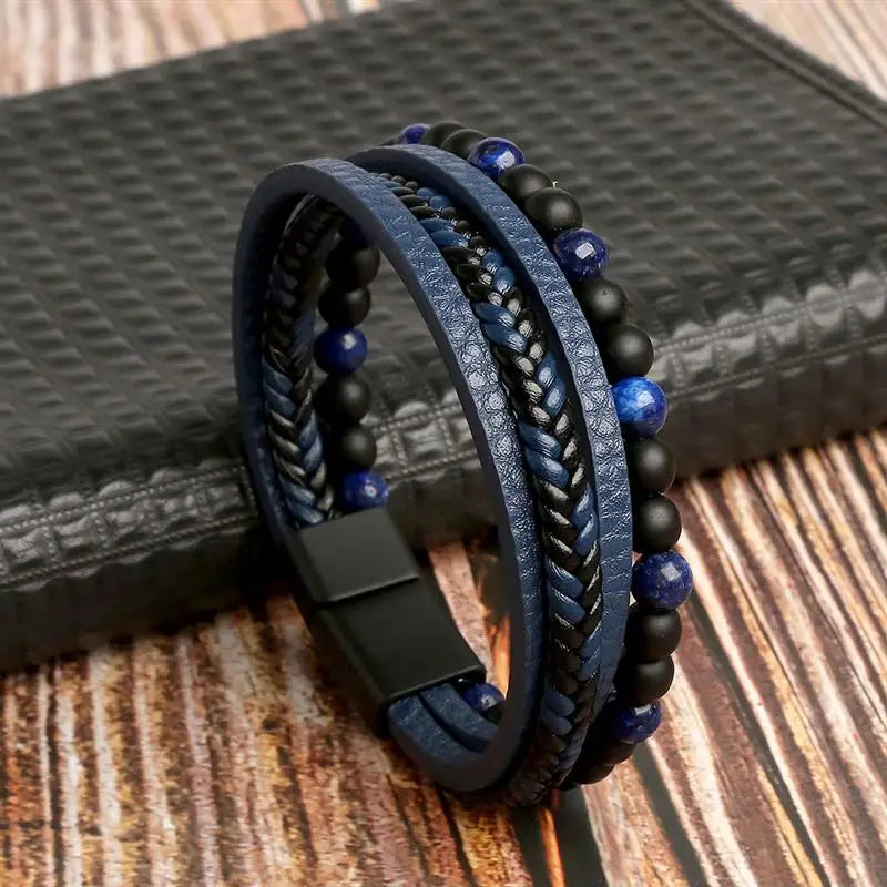 Men's Leather Charm Bracelet