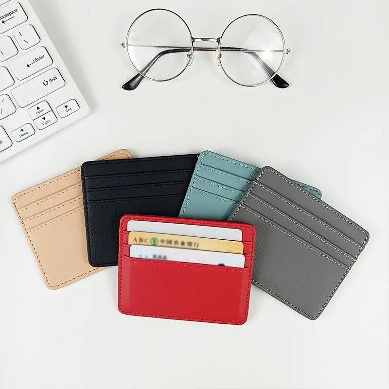 Slim PU Leather Card Holder – Multi-Slot ID & Credit Card Case