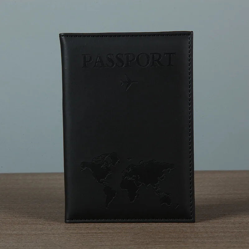 Women's PU Leather Passport Cover – Card Holder & ID Document Wallet | World Map