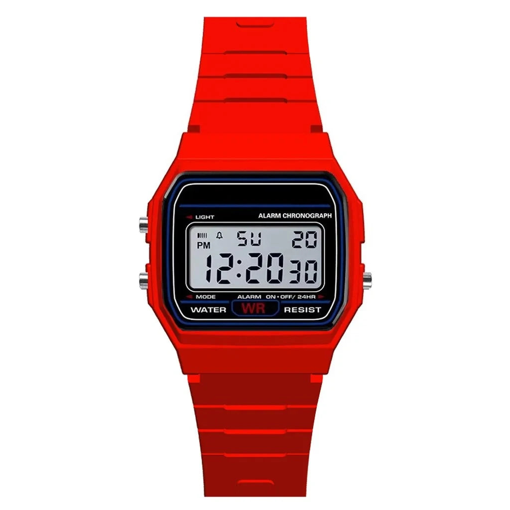 Sport LED Digital Watch – Rubber Band, Alarm & Backlight | Black, Purple, Pink, Red, White, Rose