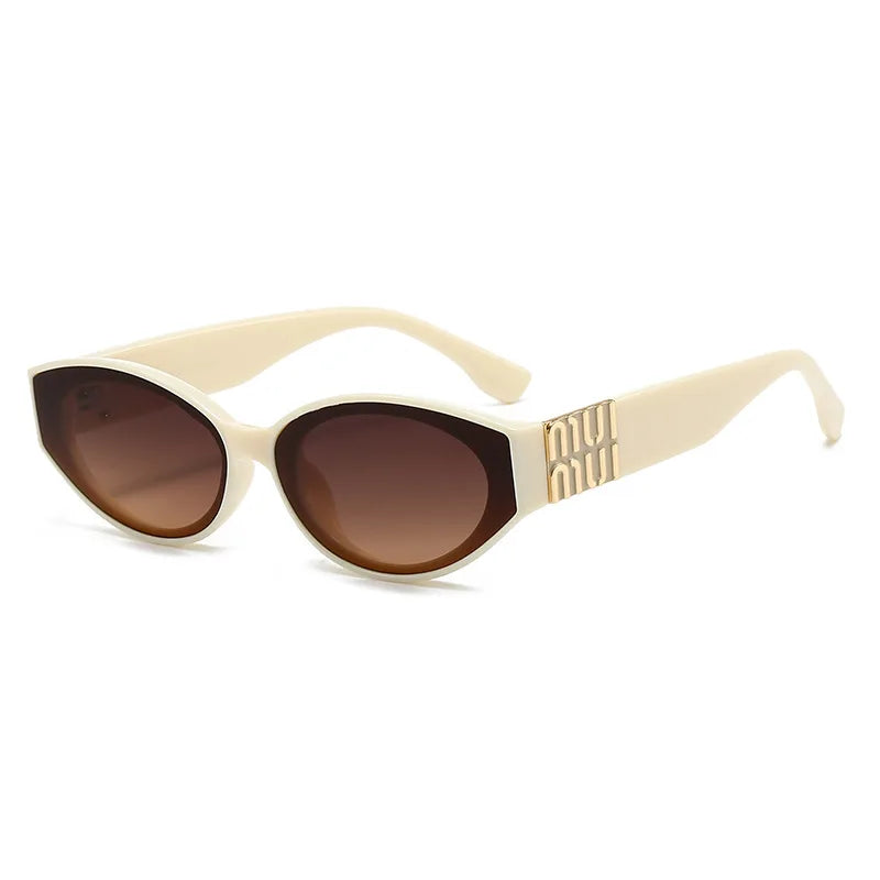 Women's Oval Cat-Eye Sunglasses – UV400 Gradient Lenses, Gold Logo Detail | 6 Colors