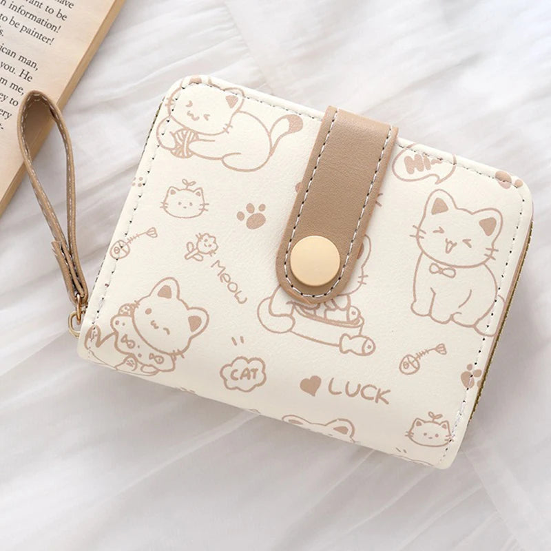 Cute Cat Wallet for Women – PU Leather Card Holder Purse with Coin Pocket