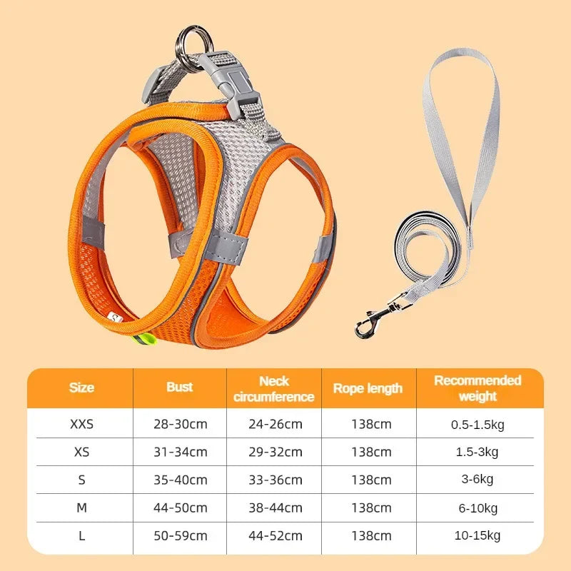 Safety Vest Harness for Cats & Small Dogs – Reflective Breathable Adjustable