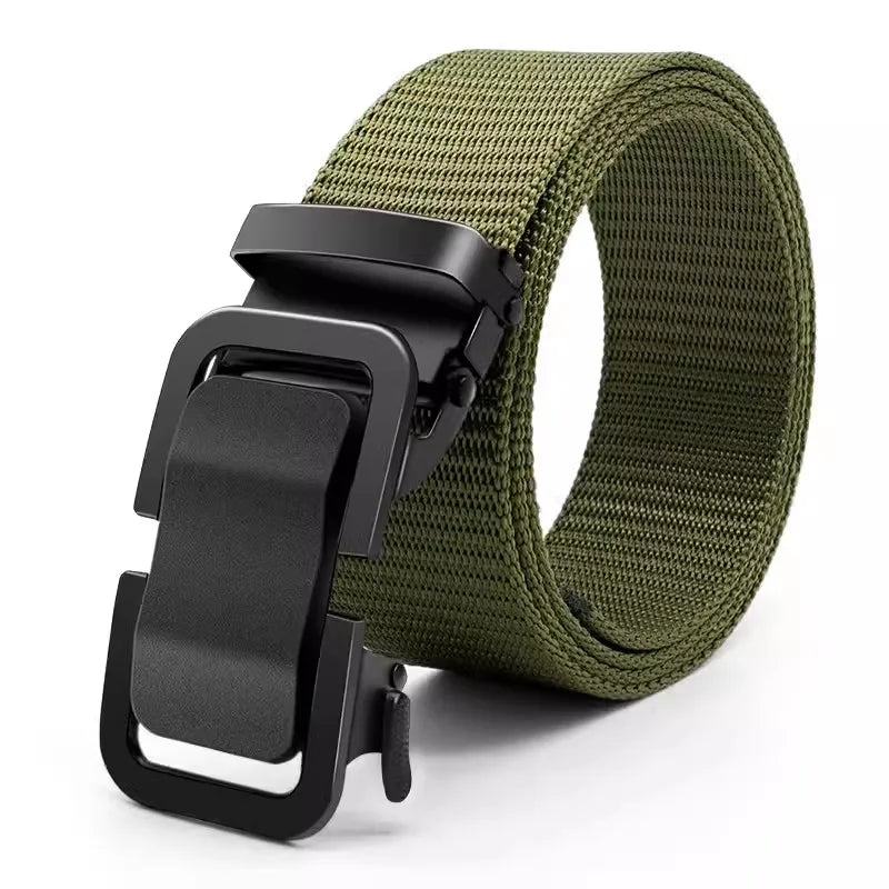 Men's Nylon Canvas Belt – Automatic Metal Buckle, Outdoor & Work
