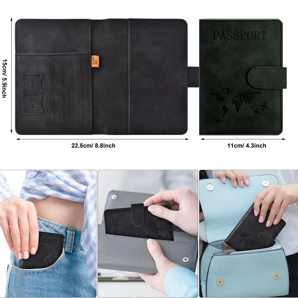 RFID Blocking Passport Holder – PU Leather Travel Wallet for Women & Men