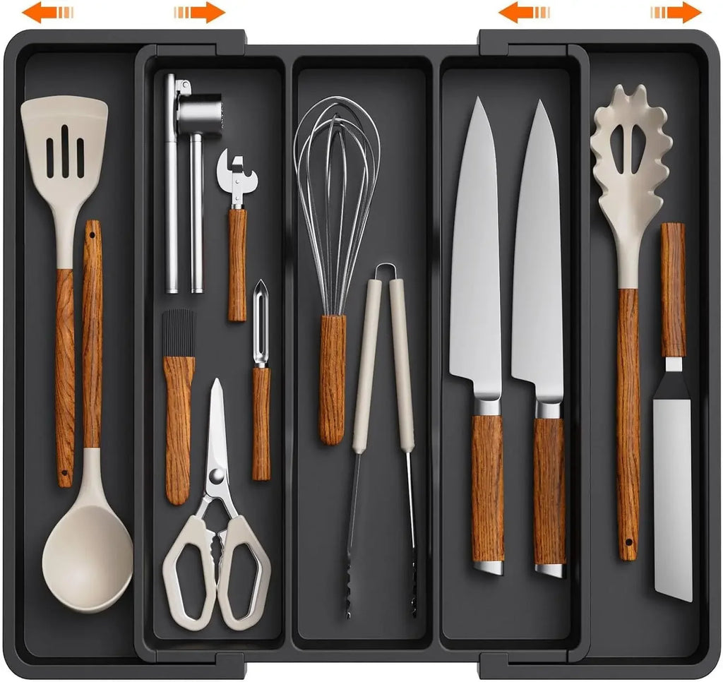 Expandable Silverware Drawer Organizer – Adjustable Utensil Tray for Cutlery & Flatware