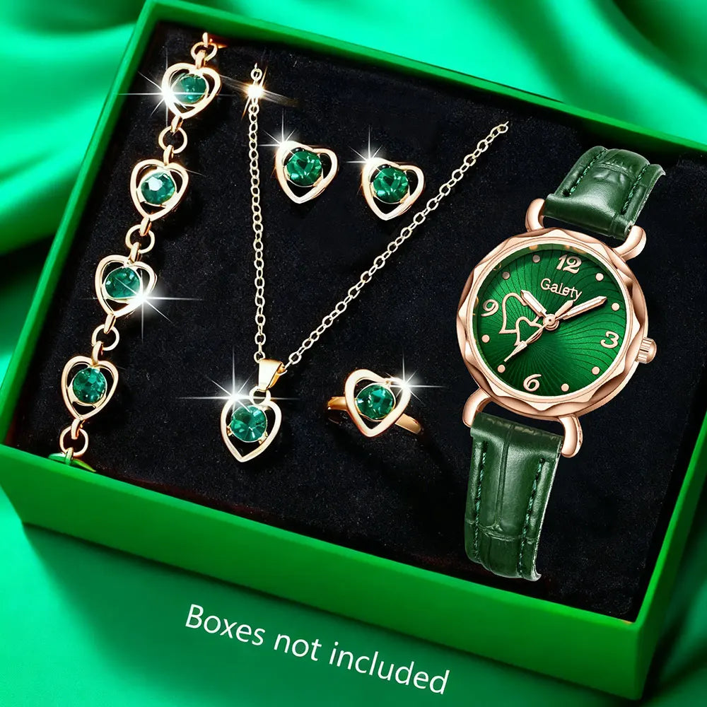 Women's Rhinestone Heart Jewelry Set