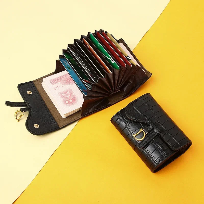 Women's Mini Card Holder Clutch – PU Leather, Letter Print | Brown, Pink, Green, Black