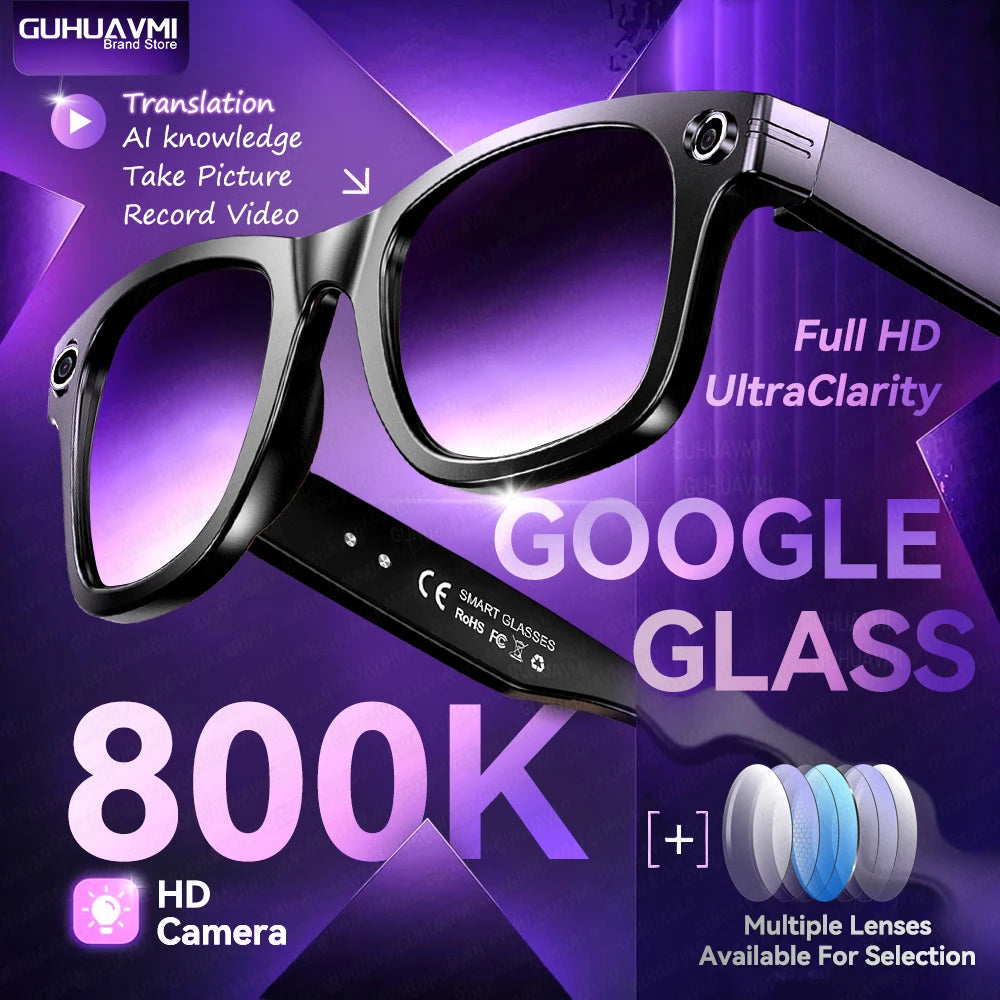 8MP Smart Camera Glasses — IP68 Waterproof, AI Translation, Bluetooth