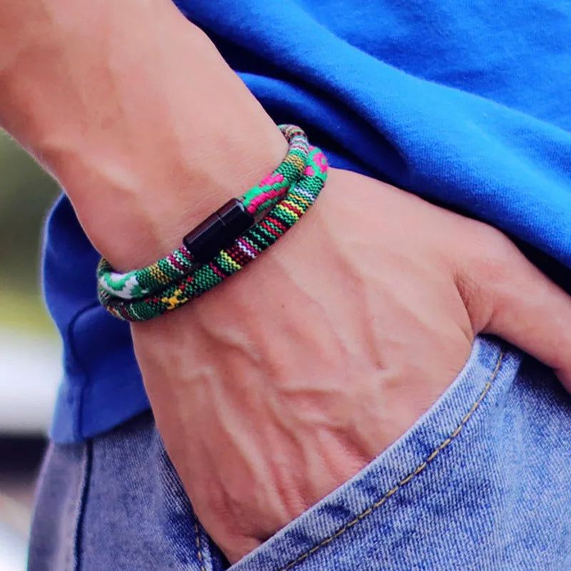 Men's Bohemia Rope Bracelet — Magnetic Survival