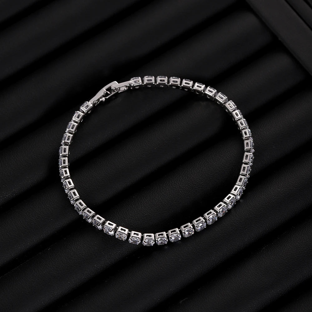 Cubic Zirconia Tennis Bracelet – Gold & Silver Chain