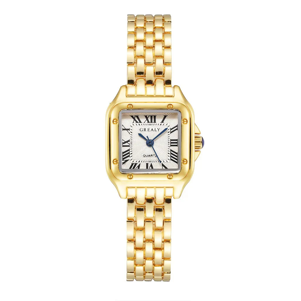 Women's Square Quartz Watch – Panther-Link Bracelet, Roman Numeral Dial | 5 Styles