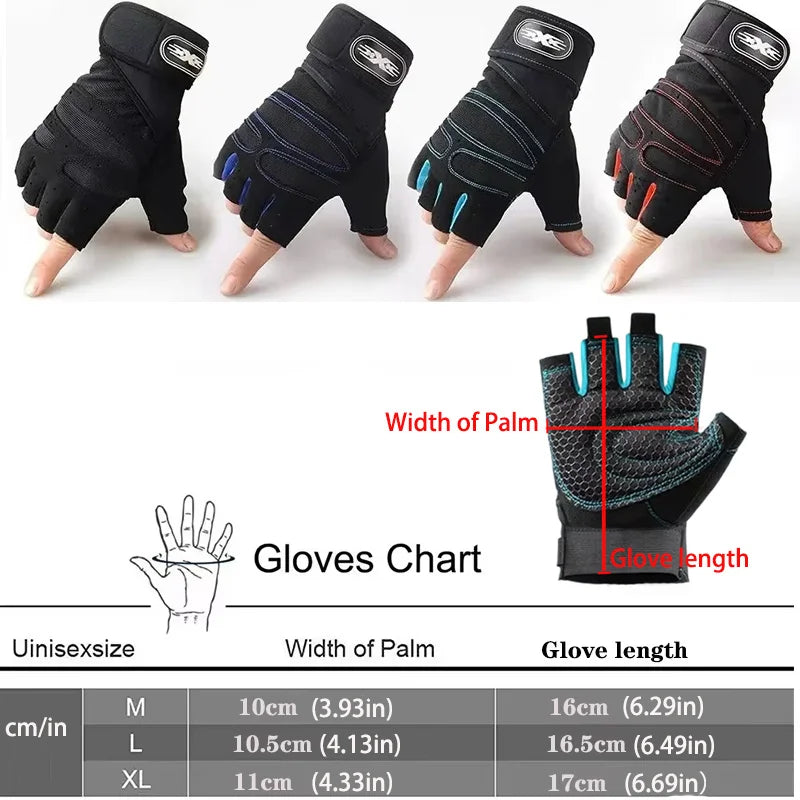 Gym Gloves with Wrist Support – Breathable, Shockproof, Unisex M-XL
