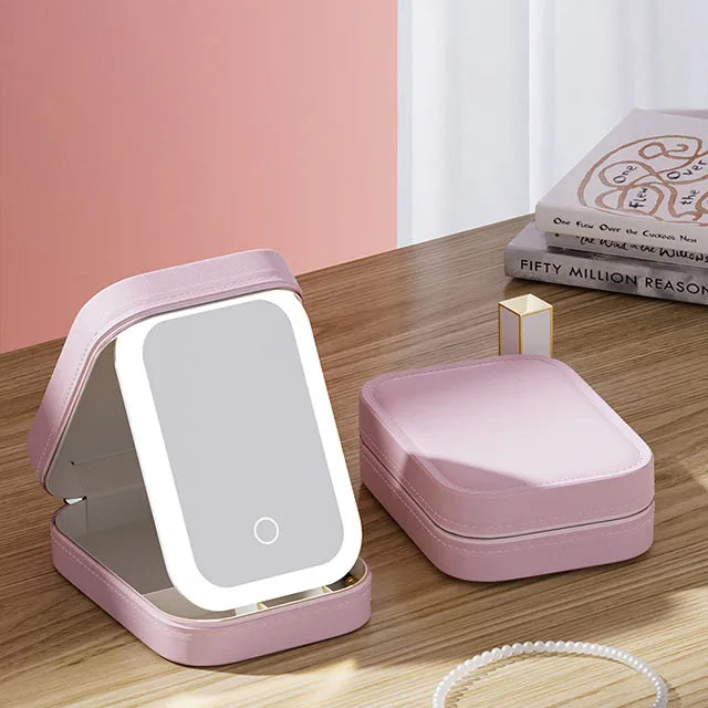 LED Makeup Bag with Mirror – Portable Lighted Cosmetic Case for Women