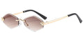 Women's Polygon Rimless Sunglasses – Gold Metal Frame, UV400 | Vintage Rhombus Style