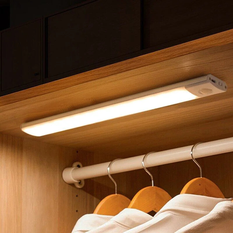 LED Bar Light with Motion Sensor – USB Rechargeable Cabinet Light (10–50cm)